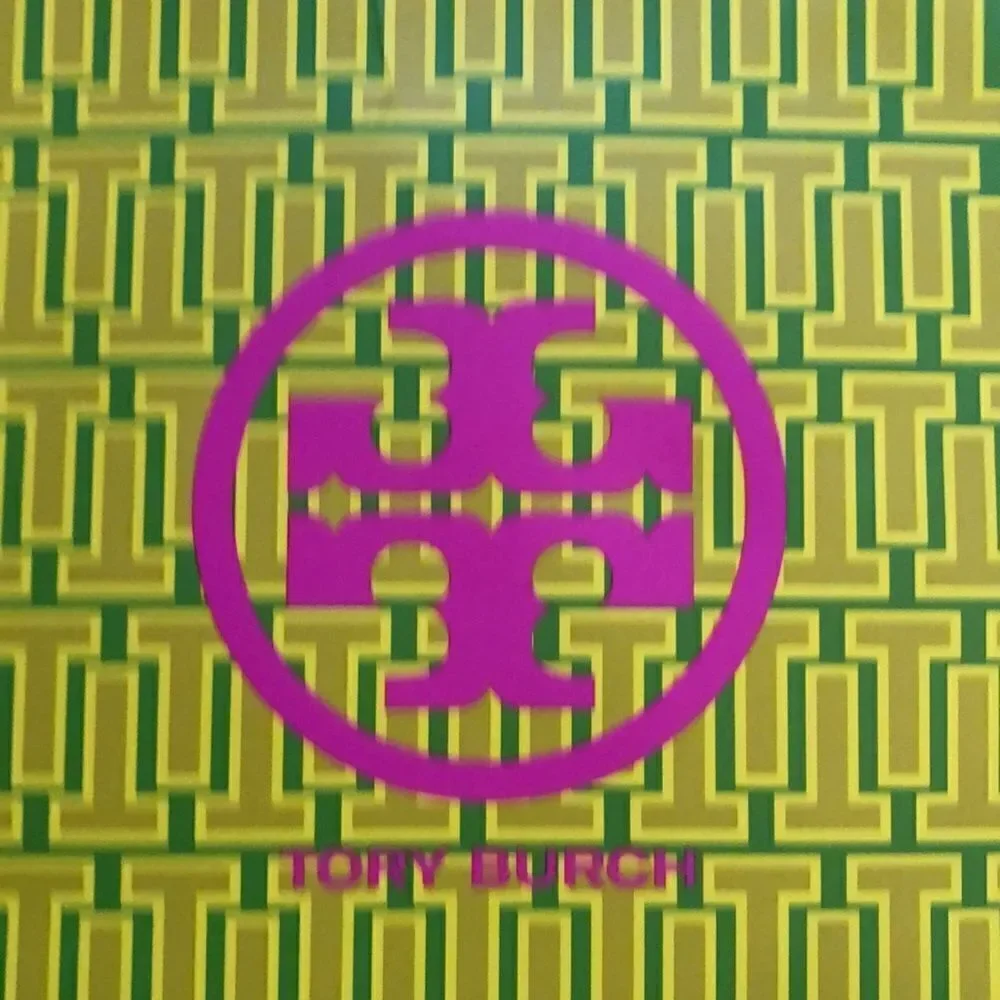 Tory Burch shopping bag lime pink navy 12x9